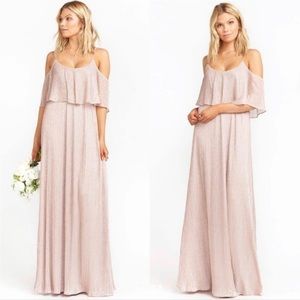 Caitlin Ruffle Maxi Dress | Magic Mauve Glimmer | Show Me Your Mumu | XXS